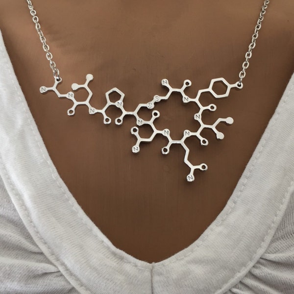 Oxytocin Molecular Structure  Necklace,Obstetrician,science jewelry,Pre Med Student,OBGYN,Mid Wife,Surgeon,Medical Gifts,Gift for Chemist