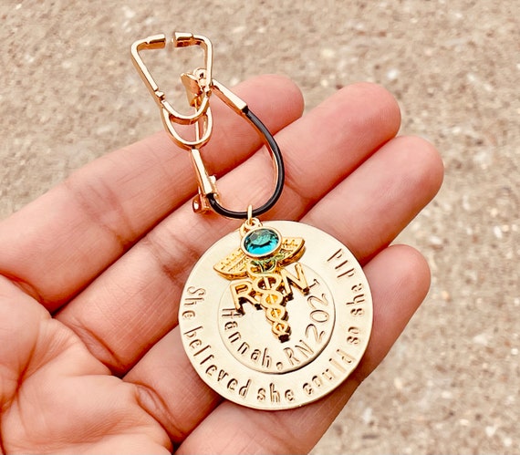 ZNTU - Collar De Enfermera, Collar De Estetoscopio Dorado Rn, Joyería De Enfermería Médica Para