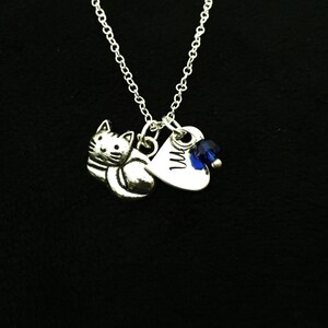 Hand stamped Necklace Cat Necklace  Cat Jewelry  Girls Necklace with Kitty  Kitty Jewelry  New Kitten  Birthday Gift  Pet Jewelry gift idea