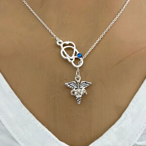 CNA Nursing Assistant Necklace - Certified Nursing Assistant Charm Caduceus Angel Pendant