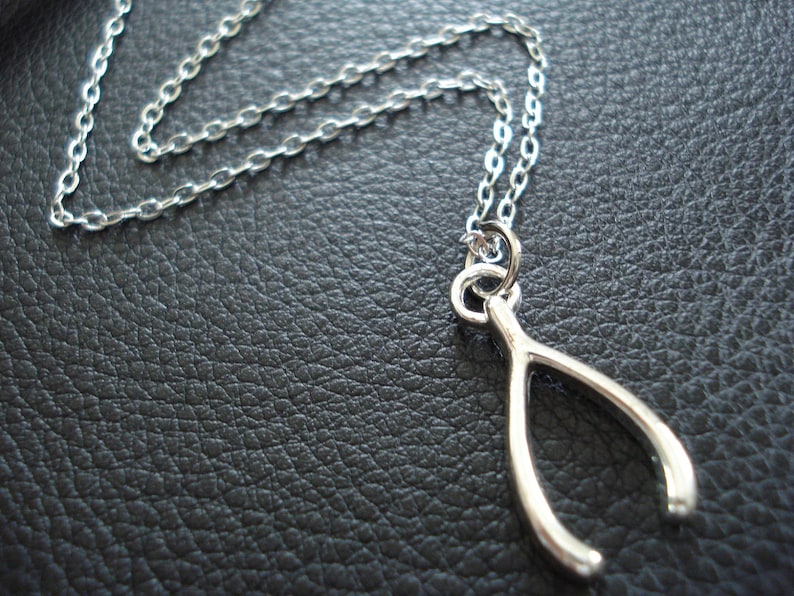 Silver Wishbone Necklace-Celebrity Inspired gift for her bridesmaid gift