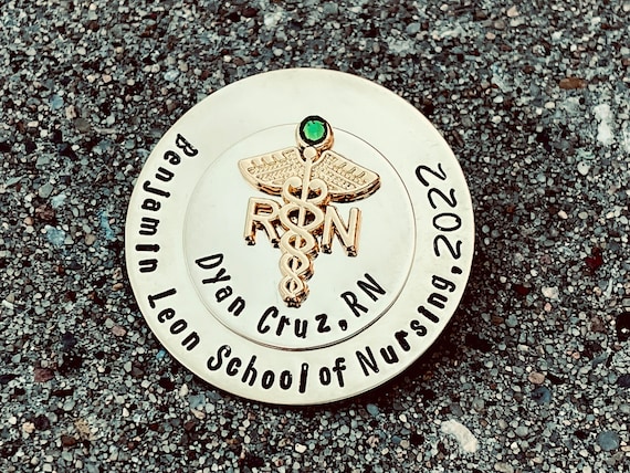 Personalized Gold RN Pin - Rn Gift - BSN pin - Nursing Student Gift - Nurse Graduation Gift - Nursing Pining Ceremony - Registered Nurse Pin