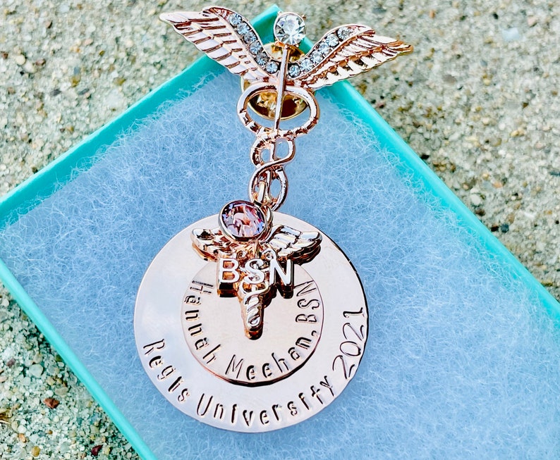 Personalized Pin for BSN Rose Gold BsN pin BSN Gift Nursing Student Gift Nursing Pinning Ceremony Nurse Gift RN Nursing Graduate image 6