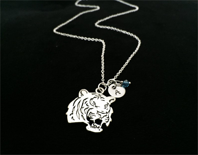 Tiger Lover Tiger necklace- Tiger Personalized tiger Tiger necklace Hand Stamped Personalized Tiger Necklace Initial Jewelry