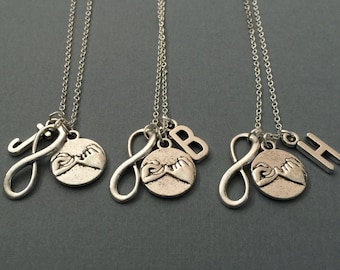 Personalized Initial Pinky Promise Necklace: Sterling Silver Friendship Jewelry