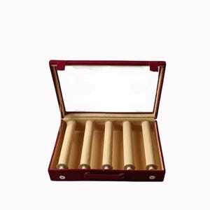 Wooden 5 Rod Transparent Velvet Bangle Storage Box, Jewelry Organizer,