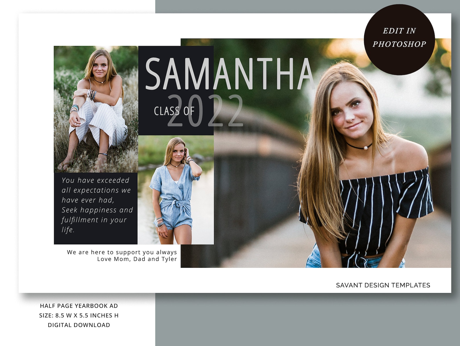 Graduation Yearbook Ad TEMPLATE Half Page Senior Etsy