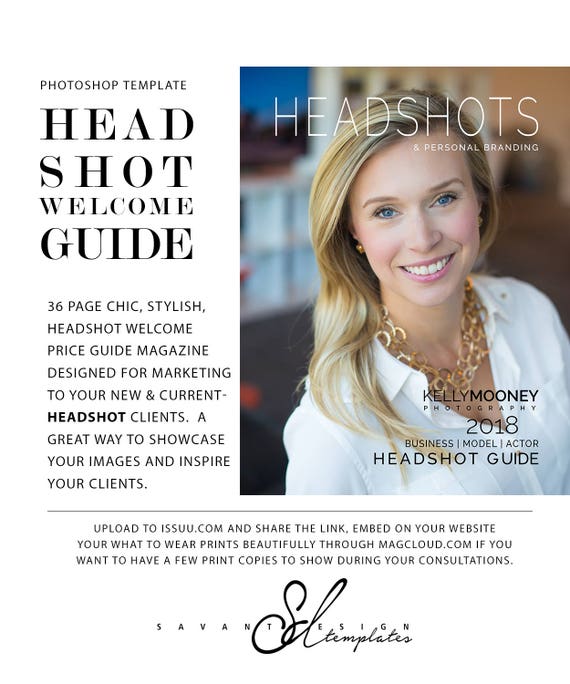 indesign template photography headshot welcome guide etsy headshot template