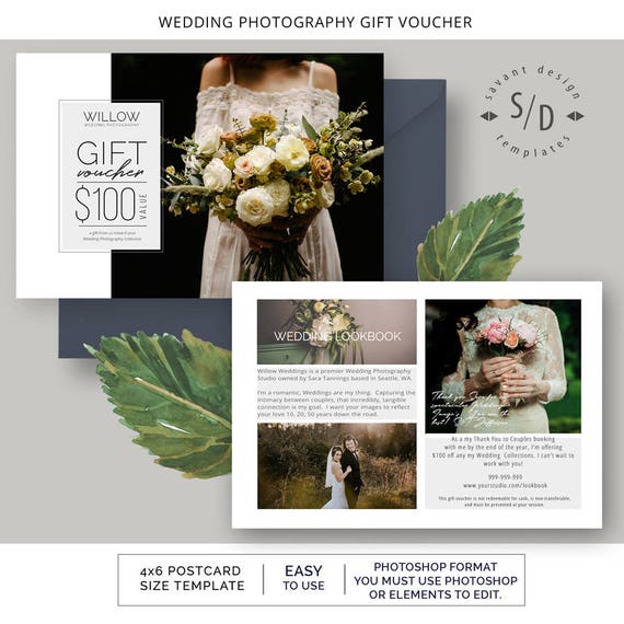 Wedding Photography Marketing Gift Voucher Photoshop Template Etsy
