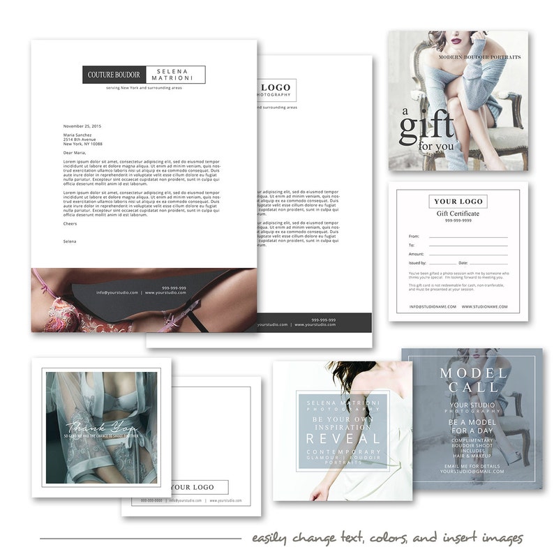 Marketing Branding Boudoir Templates Set for Photographers Etsy