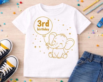 Baby Elephant 3rd Birthday Embroidery Design (Digital Download)