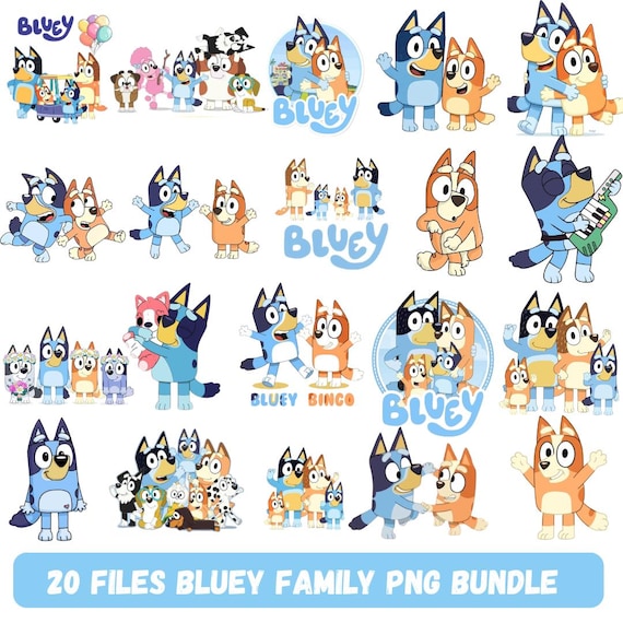 Bluey Family PNG Bundle | Bluey, Bingo, Friends Sublimation Graphics (Digital Download)