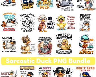 Sarcastic Duck Quotes PNG Bundle, Funny Attitude Clipart (Digital Download)