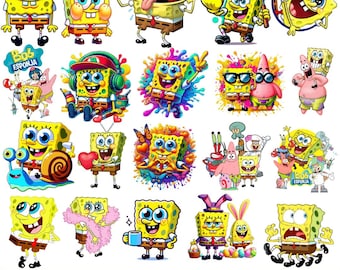 Sponge Bob Patrick PNG Clipart Bundle, Cartoon Sea Friends (Instant Download)