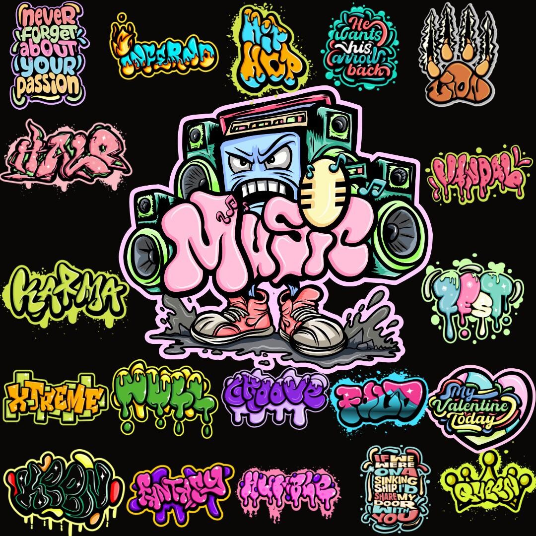 Graffiti Motivation Quotes PNG Bundle, Urban Street Art Graphics ...