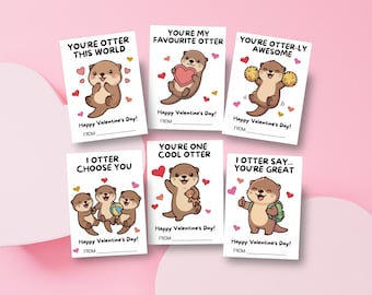 Otter Valentine’s Day Card | Printable Classroom Valentine’s Day Cards for Kids (PDF Download)