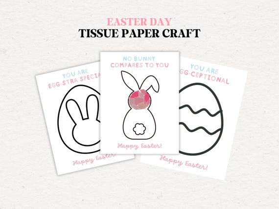 Easter Tissue Paper Craft, Printable Torn Paper Craft for Kids, Toddlers Daycare Preschool Kindergarten Activity