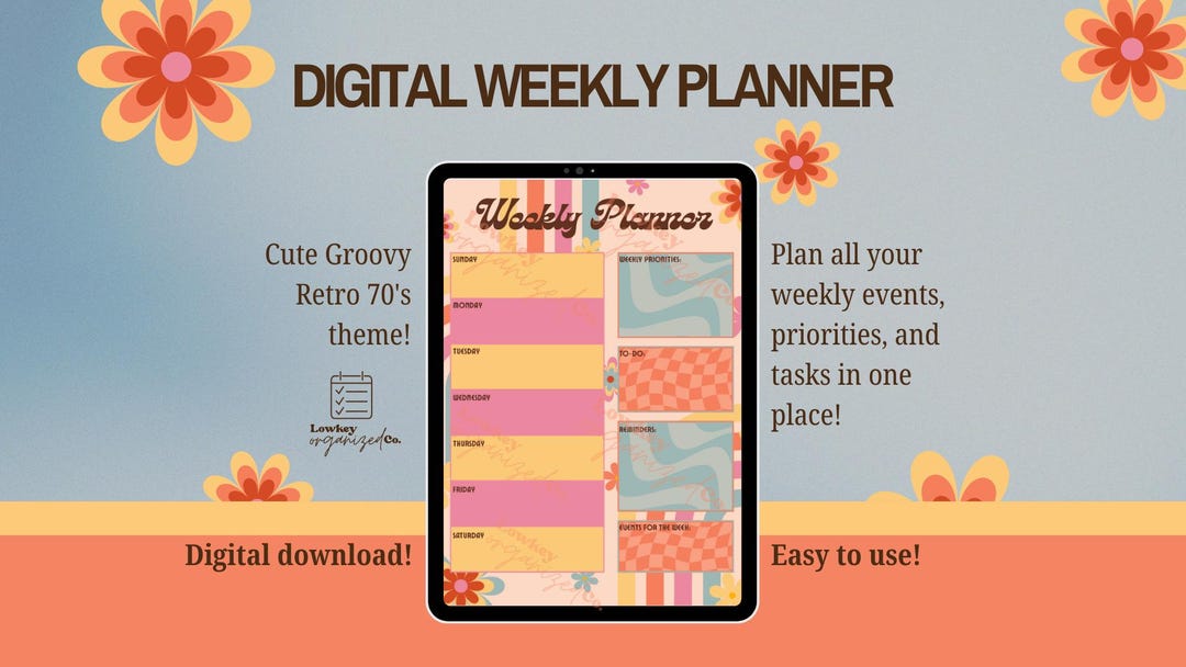Groovy Weekly Digital Planner - Etsy