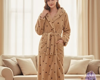 Accappatoio con cappuccio da donna in peluche - Vestaglia in pile ultra morbido