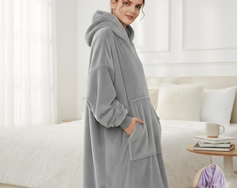 Felpa con cappuccio oversize in sherpa indossabile – Abbigliamento da casa ultra morbido