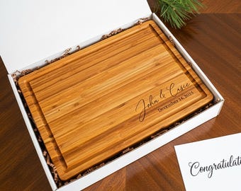 Custom Engraved Cheese Board Personalized Kitchen Gift for Weddings, Housewarming, Engagement, Anniversary or Realtor Closing
