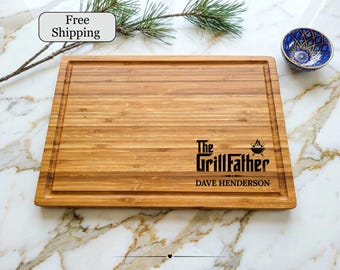Grilling Cutting Board for Him, Personalized Father's Day Gift, BBQ Gift for Men, Dad Gift, Grandpa Gift, Customized Gift for Father