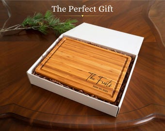 Personalized Cutting Board Engraved Charcuterie Board Gift for Engagements, Weddings, Anniversaries, Couples Gift, Housewarming or Realtors