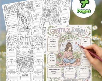 Gratitude Journal | Gratitude Activity |  Mindfulness Coloring Pages | Mental Health Journal