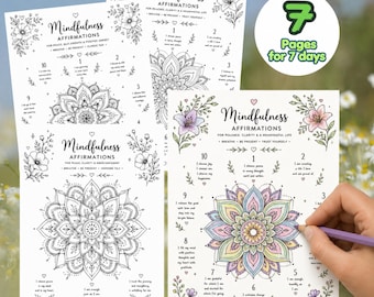 Mandala Coloring Pages | Stress Relief | Mindfulness Pages | Positive Affirmations | Adult Coloring.