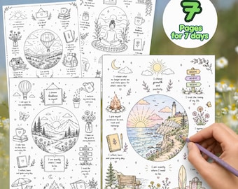 Mindfulness Coloring Pages | Positive Affirmations PDF | Meditation Coloring Sheet | Self Care Relaxation Digital Download.