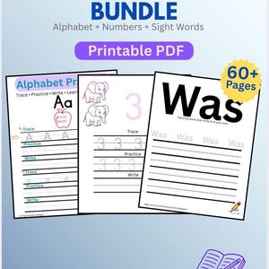 トレースワークシートバンドル | アルファベット、数字、サイトワード（印刷可能なPDF）