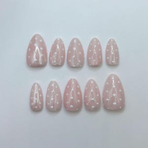 White Chrome Press on Nails, Minimalist Polka Dot Set