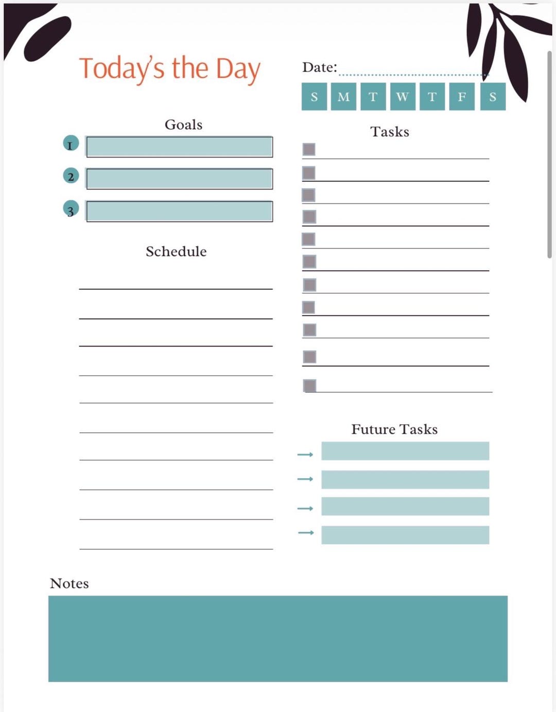 Simple Daily Task Sheet - Etsy