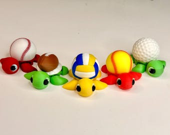 3D Printed Sports Turtle Flexi Toy | Collectible Desk Buddy (Blind Bag or Pick Sport)