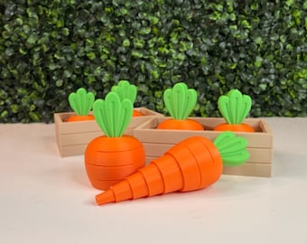 3D Printed Retractable Carrot Fidget Toy: Garden Box Desk Toy ASMR