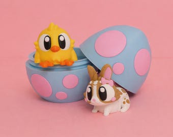 3D Printed Surprise Easter Egg, Bunny Chick Fidget Toys, Basket Surprise