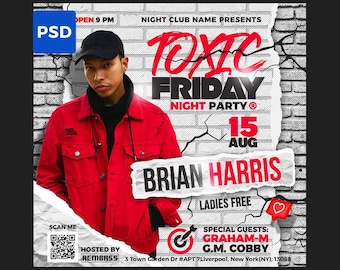 Dj Club Flyer PSD Template | Editable DJ Event Flyer | DJ Club Party Poster | Digital Download |
