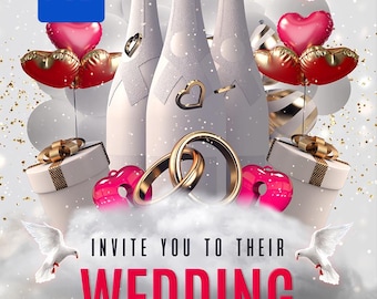 Wedding Flyer Template | Wedding Invitation PSD | Editable Photoshop Invitation | wedding card