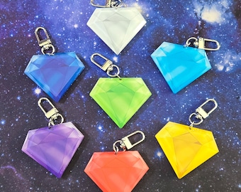 Chaos Emerald Diamond Faceted Acrylic Charm - 3 Inch Keychain