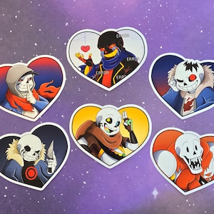 Zestaw naklejek postaci z gry Undertale AU 02 - 3-calowa wycinana naklejka winylowa