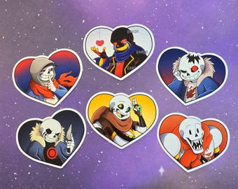 Undertale AU Character Stickers - 3 Inch Die Cut Vinyl Sticker - Dark Bundle