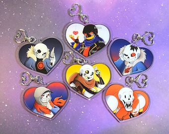 Undertale AU Character Charms - 3 Inch Acrylic Keychain - Dark Bundle