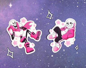 Undertale Sakura Themed Stickers - Sans and Papyrus 3 Inch Vinyl Die Cut