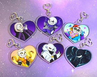 Undertale AU Character Charms - 3 Inch Acrylic Keychain - Lore Bundle