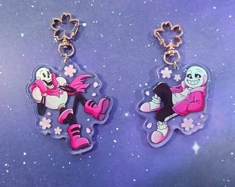 Undertale Sakura Themed Charms - Sans and Papyrus 3 Inch Acrylic