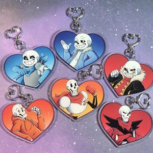 Undertale AU Character Charms - 3 Inch Acrylic Keychain - Classic Bundle