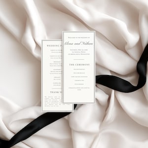Old Money Wedding Program Template, Classic Black White Ceremony Order of Service, Wedding Party Card, Luxury Estate Editable Canva D15