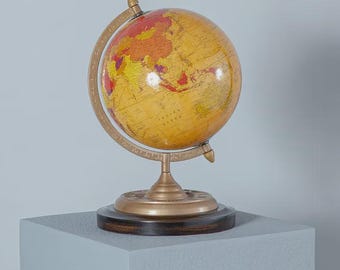 Vintage Desk Globe 12” World Map Antique Style Tabletop Globe Decor Rotating Atlas Globe Home Office Study Desk Gift for Teachers Travelers