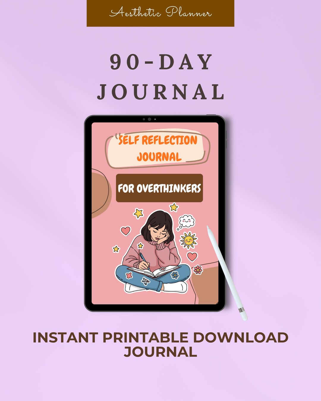 Overthinking Journal Printable PDF | Self Reflection Journal | 90 Day ...