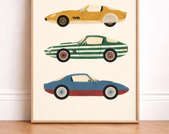 Retro Car Wall Art for Kids' Room – Digital Poster with Vintage Cars